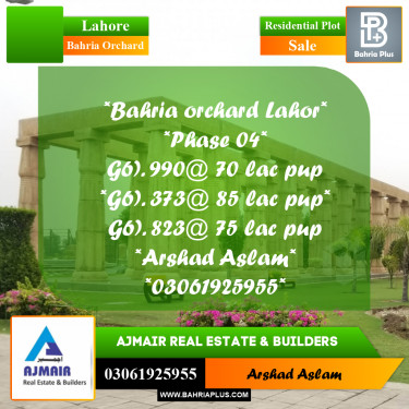 Residential Plot for Sale in Bahria Orchard, Lahore - (BP-317167)