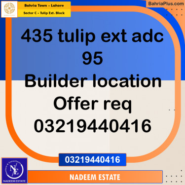 Residential Plot for Sale in Sector C - Tulip Ext. Block -  Bahria Town, Lahore - (BP-317171)