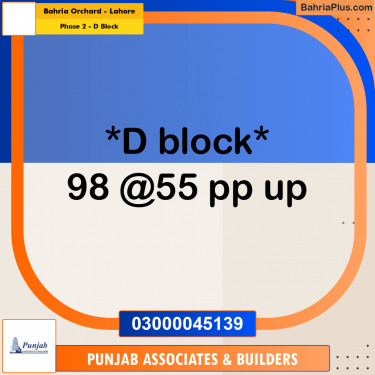 5 Marla Residential Plot for Sale in Phase 2 - D Block -  Bahria Orchard, Lahore - (BP-317208)