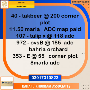 Residential Plot for Sale in Bahria Town, Lahore - (BP-317212)