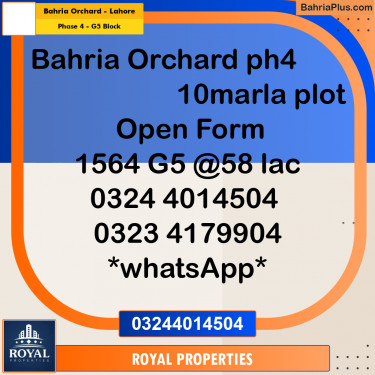 Residential Plot for Sale in Phase 4 - G5 Block -  Bahria Orchard, Lahore - (BP-317238)