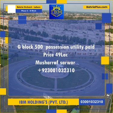 5 Marla Residential Plot for Sale in Phase 2 - G Block -  Bahria Orchard, Lahore - (BP-317277)