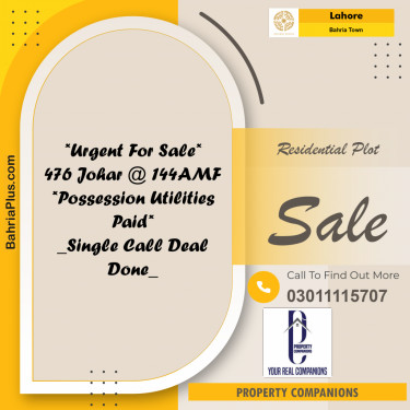 Residential Plot for Sale in Bahria Town, Lahore - (BP-317425)