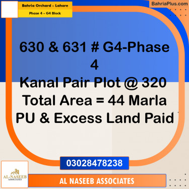 44 Marla Residential Plot for Sale in Phase 4 - G4 Block -  Bahria Orchard, Lahore - (BP-317430)