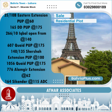 10 Marla Residential Plot for Sale in Sector F - Sikander Block -  Bahria Town, Lahore - (BP-317432)