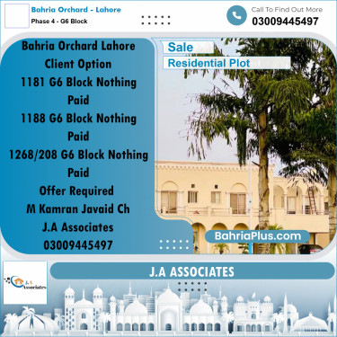 10 Marla Residential Plot for Sale in Phase 4 - G6 Block -  Bahria Orchard, Lahore - (BP-317447)