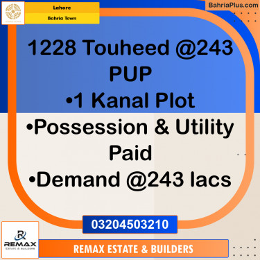 1 Kanal Residential Plot for Sale in Bahria Town, Lahore - (BP-317453)