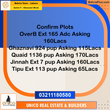 10 Marla Residential Plot for Sale in Sector F - Ghaznavi Block -  Bahria Town, Lahore - (BP-317546)
