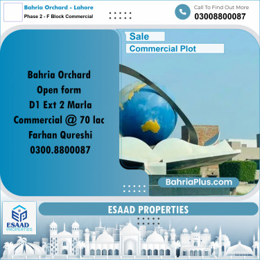 2 Marla Commercial Plot for Sale in Phase 2 - F Block Commercial -  Bahria Orchard, Lahore - (BP-317595)
