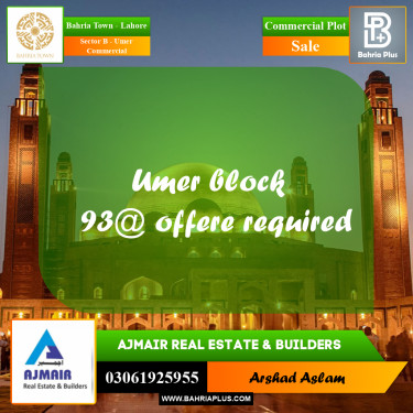 4 Marla Commercial Plot for Sale in Sector B - Umer Commercial -  Bahria Town, Lahore - (BP-317596)