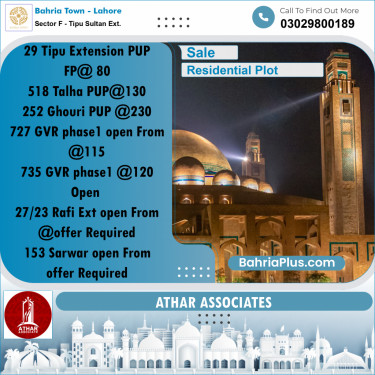 5 Marla Residential Plot for Sale in Sector F - Tipu Sultan Ext. -  Bahria Town, Lahore - (BP-317710)