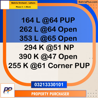 5 Marla Residential Plot for Sale in Phase 2 - L Block -  Bahria Orchard, Lahore - (BP-317820)