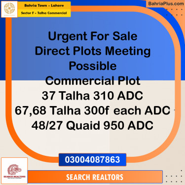 5 Marla Commercial Plot for Sale in Sector F - Talha Commercial -  Bahria Town, Lahore - (BP-317862)