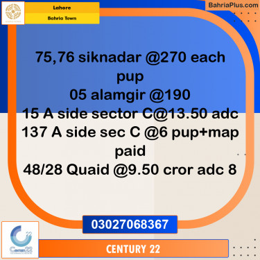Commercial Plot for Sale in Bahria Town, Lahore - (BP-317956)