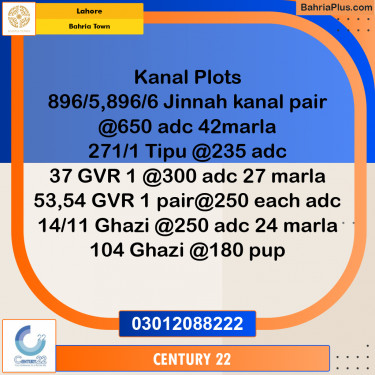 1 Kanal Residential Plot for Sale in Bahria Town, Lahore - (BP-317968)