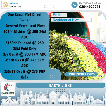1 Kanal Residential Plot for Sale in Bahria Town, Lahore - (BP-317992)