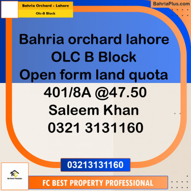 5 Marla Residential Plot for Sale in OLC-B Block -  Bahria Orchard, Lahore - (BP-317999)