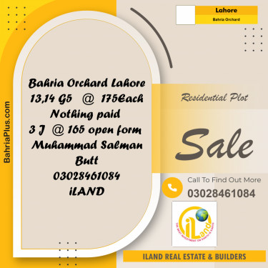 Residential Plot for Sale in Bahria Orchard, Lahore - (BP-318025)