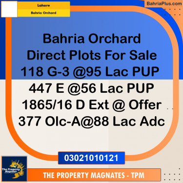 Residential Plot for Sale in Bahria Orchard, Lahore - (BP-318034)