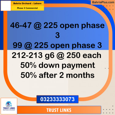 8 Marla Commercial Plot for Sale in Phase 3 Commercial -  Bahria Orchard, Lahore - (BP-318059)