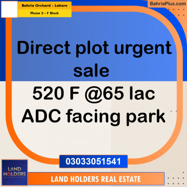 8 Marla Residential Plot for Sale in Phase 2 - F Block -  Bahria Orchard, Lahore - (BP-318065)