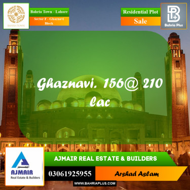 10 Marla Residential Plot for Sale in Sector F - Ghaznavi Block -  Bahria Town, Lahore - (BP-318071)