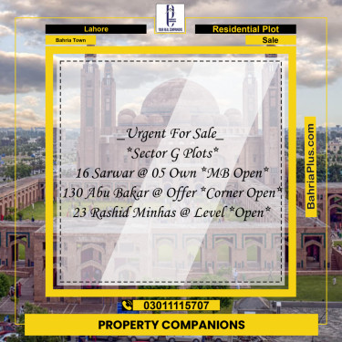 Residential Plot for Sale in Bahria Town, Lahore - (BP-318077)