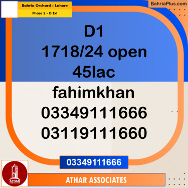 5 Marla Residential Plot for Sale in Phase 2 - D Ext -  Bahria Orchard, Lahore - (BP-318114)