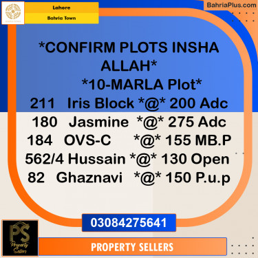 10 Marla Residential Plot for Sale in Bahria Town, Lahore - (BP-318122)