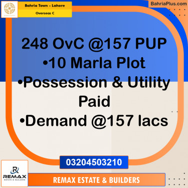 10 Marla Residential Plot for Sale in Overseas C -  Bahria Town, Lahore - (BP-318128)