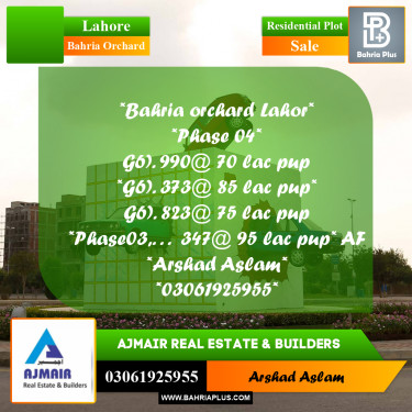Residential Plot for Sale in Bahria Orchard, Lahore - (BP-318160)