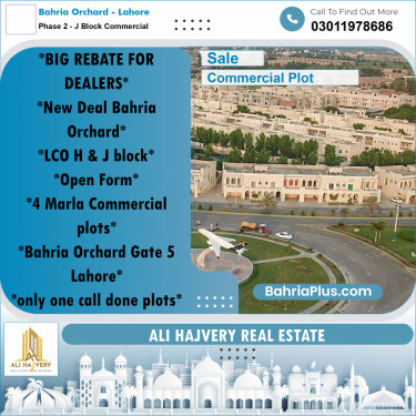 4 Marla Commercial Plot for Sale in Phase 2 - J Block Commercial -  Bahria Orchard, Lahore - (BP-318169)
