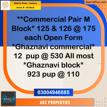 Residential Plot for Sale in Sector B - Ali Block -  Bahria Town, Lahore - (BP-318184)