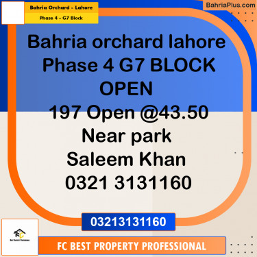 5 Marla Residential Plot for Sale in Phase 4 - G7 Block -  Bahria Orchard, Lahore - (BP-318213)