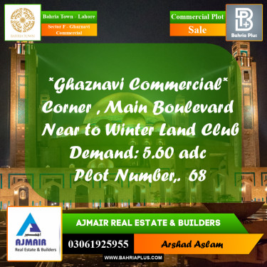 5 Marla Commercial Plot for Sale in Sector F - Ghaznavi Commercial -  Bahria Town, Lahore - (BP-318256)