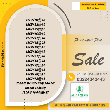 5 Marla Residential Plot for Sale in OLC-A Ext. Block -  Bahria Orchard, Lahore - (BP-318272)