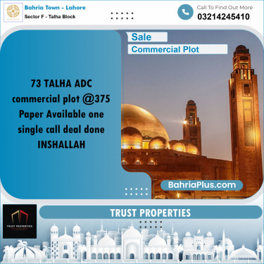 5 Marla Commercial Plot for Sale in Sector F - Talha Block -  Bahria Town, Lahore - (BP-318286)