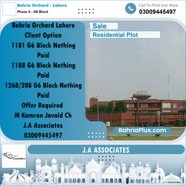 10 Marla Residential Plot for Sale in Phase 4 - G6 Block -  Bahria Orchard, Lahore - (BP-318316)