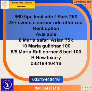 Residential Plot for Sale in Overseas C -  Bahria Town, Lahore - (BP-318344)