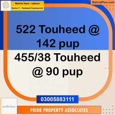 10 Marla Residential Plot for Sale in Sector F - Tauheed Commercial -  Bahria Town, Lahore - (BP-318397)