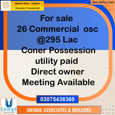 5 Marla Commercial Plot for Sale in Overseas C Commercial -  Bahria Town, Lahore - (BP-318404)