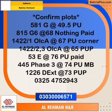 5 Marla Residential Plot for Sale in Bahria Orchard, Lahore - (BP-318422)