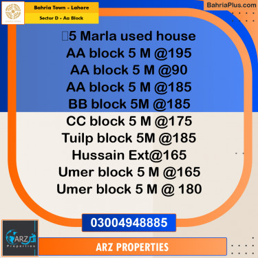 Residential Plot for Sale in Sector D - AA Block -  Bahria Town, Lahore - (BP-318443)