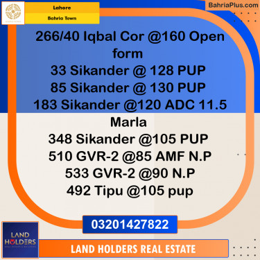 Residential Plot for Sale in Bahria Town, Lahore - (BP-318462)