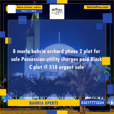 8 Marla Residential Plot for Sale in Phase 2 - C Block -  Bahria Orchard, Lahore - (BP-318466)