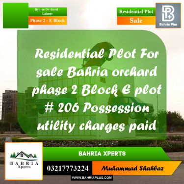 5 Marla Residential Plot for Sale in Phase 2 - E Block -  Bahria Orchard, Lahore - (BP-318467)