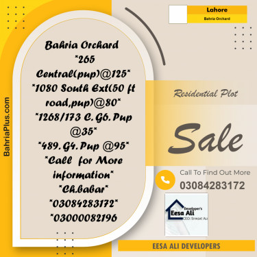 Residential Plot for Sale in Bahria Orchard, Lahore - (BP-318472)