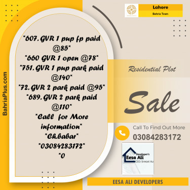 Residential Plot for Sale in Bahria Town, Lahore - (BP-318473)