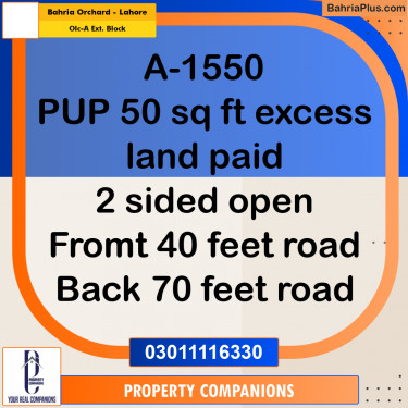 5 Marla Residential Plot for Sale in OLC-A Ext. Block -  Bahria Orchard, Lahore - (BP-318476)