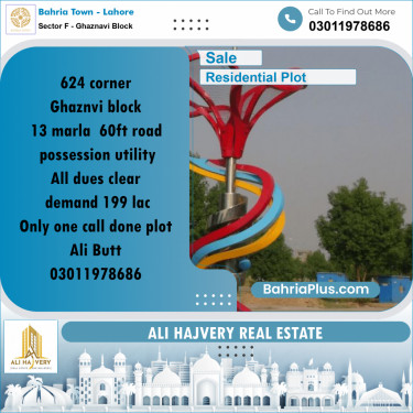 13 Marla Residential Plot for Sale in Sector F - Ghaznavi Block -  Bahria Town, Lahore - (BP-318488)